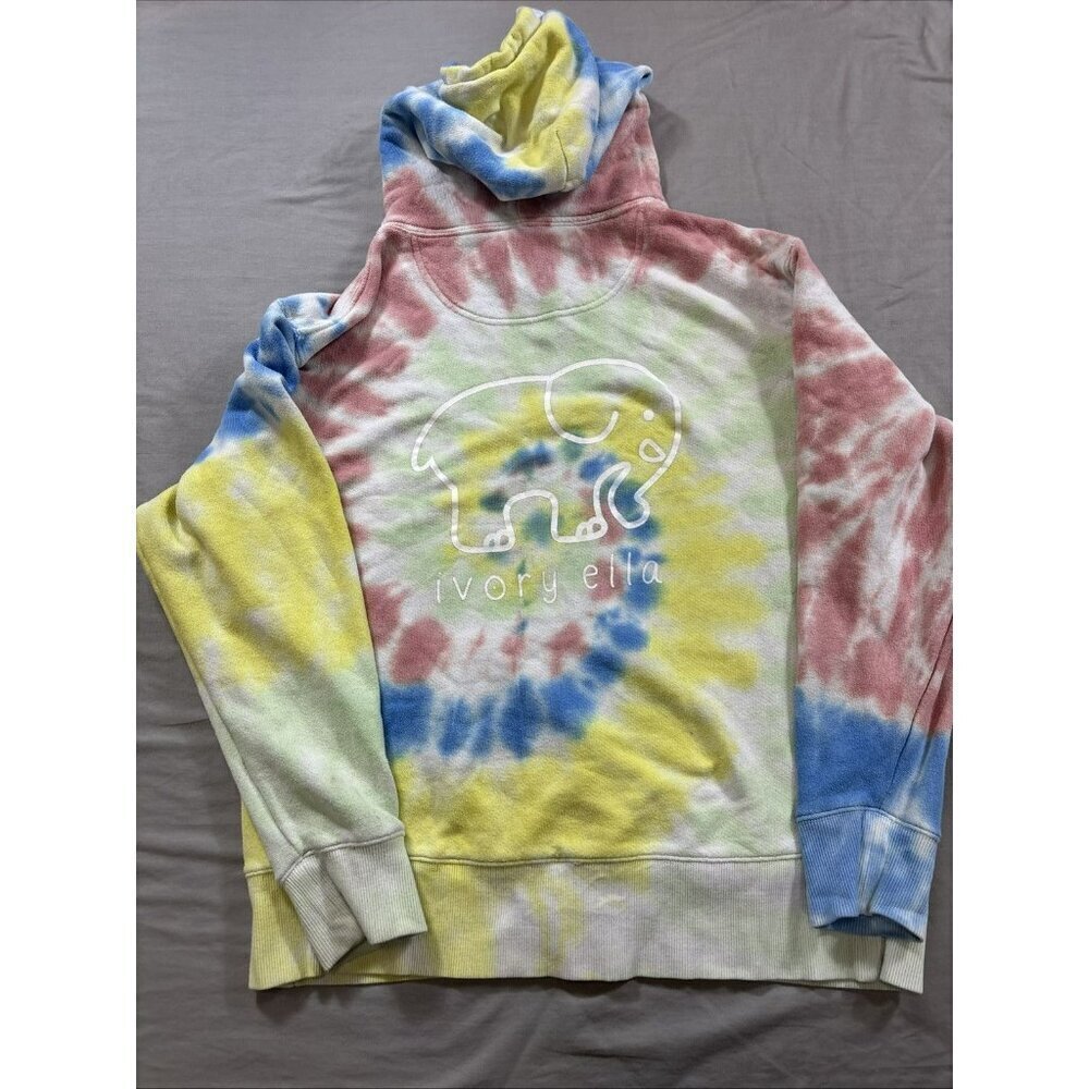 Ivory Ella y2k Tie Dye Hoodie Women's Small Pullover Sweatshirt Pastel Colors - Picture 6 of 6